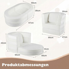 3-in-1 kinderslaapbank met zacht schuim en kussen, beige