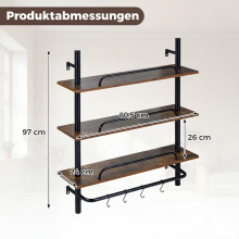Zwevende wandplank met RGB LED, 3 lagen, 80,5 x 24 x 97 cm