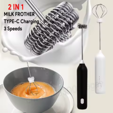 Wireless Milk Frother Electric Coffee Whisk Mixer Mini Egg Beater Stainless Steel Cappuccino Maker Handheld Foam Maker for Coffee Latte & Milkshake