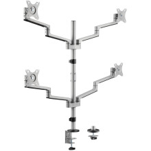 Soporte para cuatro monitores de 17 a 32 pulgadas de aluminio con gestión de cables