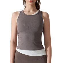 Workout Crop Tank Tops for Women Racerback Sleeveless-Khaki XL