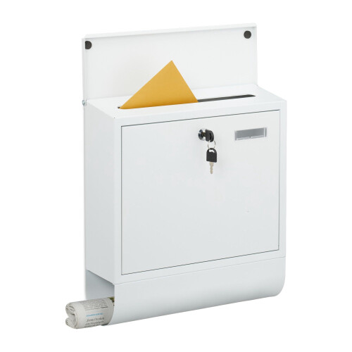Briefkasten mit Zeitungsfach - Metall, matte Oberfläche