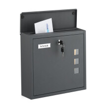 Wandmontierter Briefkasten aus Eisen mit Sichtfenstern