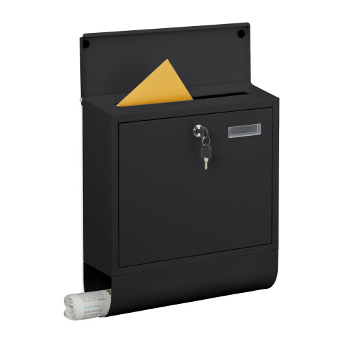 Briefkasten mit Zeitungsfach - Metall, matte Oberfläche