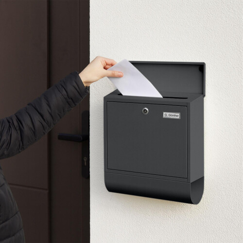 Briefkasten mit Zeitungsfach - Metall, matte Oberfläche 2