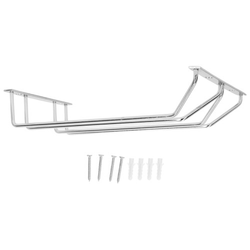 Porte-verres à double rangée en acier inoxydable argenté 1