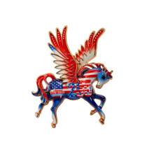 Brosche mit fliegendem Pferd zum 250. Jahrestag, Zinklegierung,