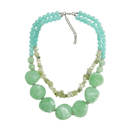Sturdy Acrylic Layer Collarbone Necklace In-emerald green