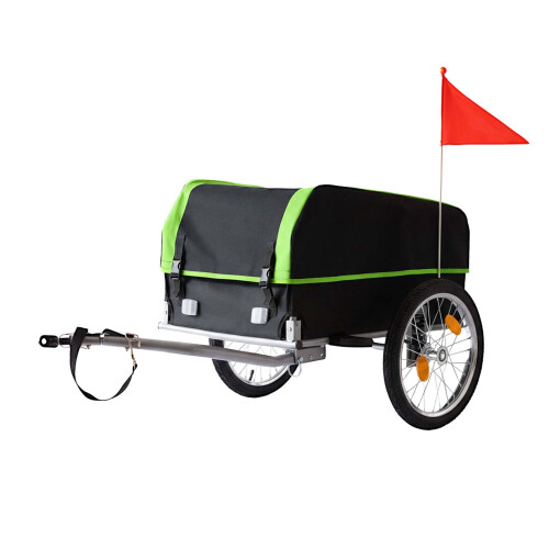 Reboque dobrável para carga de bicicleta com capa resistente às intempéries.
