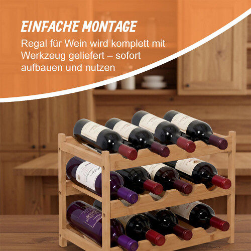 Weinregal aus Bambus für Küche oder Hausbar 1