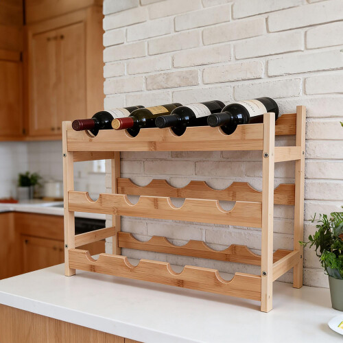 Weinregal aus Bambus für Küche oder Hausbar 2