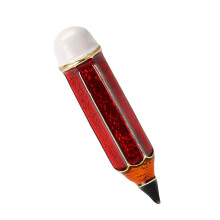 Handmade Enamel Pencil Brooch Alloy Statement Jewelry-Red