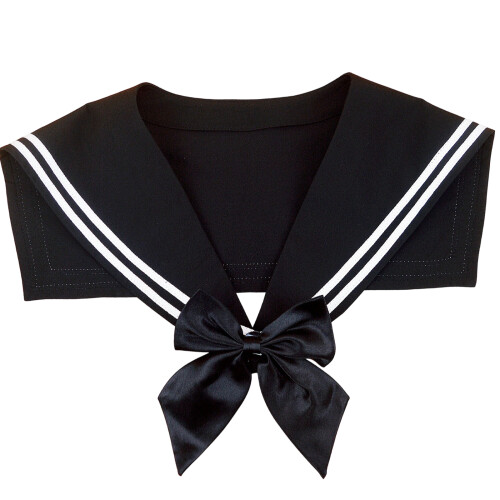 Lightweight Sailor Uniform Necktie Collar Polyester False-Black