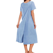 Women's Cotton Snap Tear Away Hospital Gown With-XXL light blue