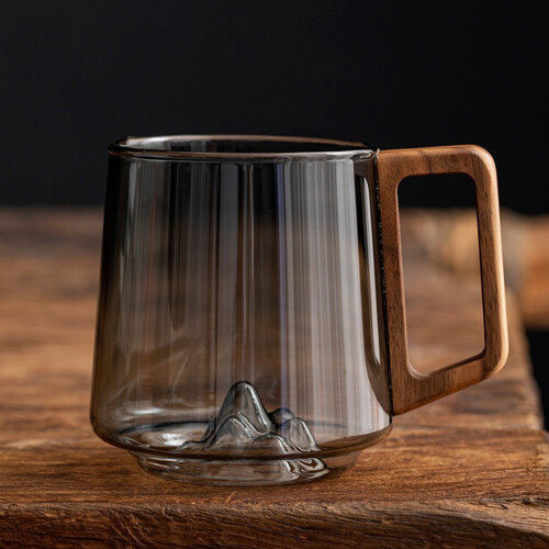 Multipurpose Glass Cup Carved Mountain-Transparent color 45 2
