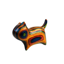 Wooden Cats Miniature Sculpture for Home-Rainbow wooden kitte
