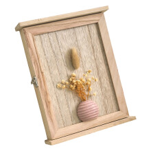 Wooden Wall Key Rack 6 Metal Hook Farmhouses-Pink vase key box
