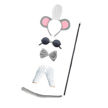 Halloween Mouse Costume Mouse Ears Headband Tail Glasses-S1