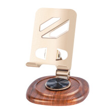Rotating Phone Stand With Walnuts Base Adjustable Height