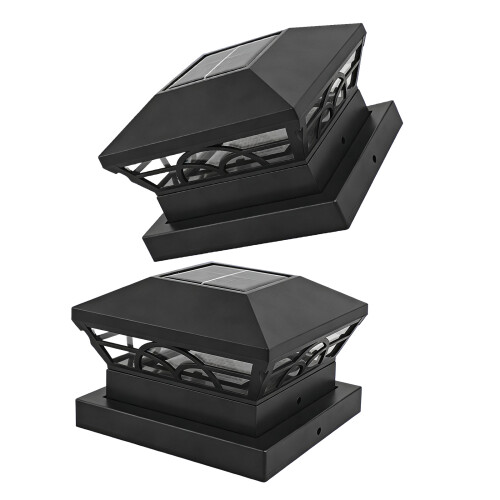 Intelligent Solar Pillar Light for Outdoor-Pattern 2 Pack
