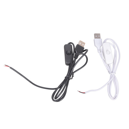 Practical USB Power Cable with Switches 2 Pin Bare-White 1m 1