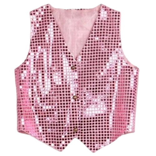Versatile Sequins Vest For Multiple Occasion Parties-Pink 130cm