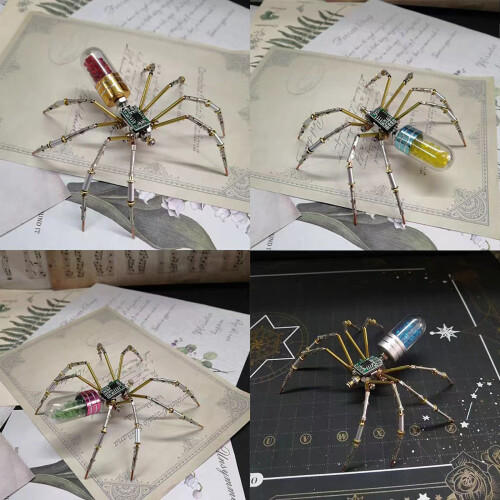 Araignées décoratives en métal, Kits d'assemblage-Bleu 1