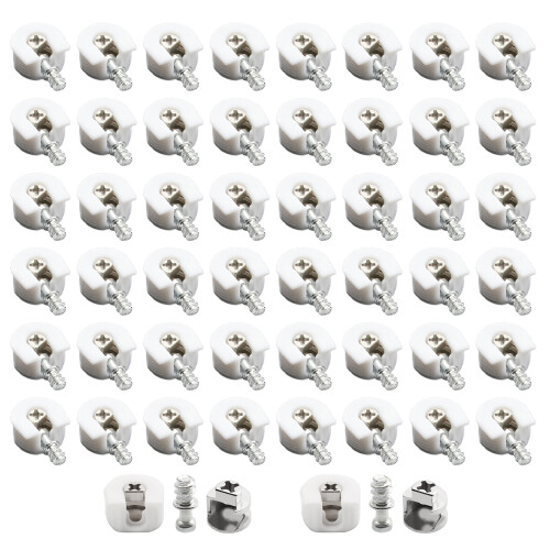 50Pcs U Shape Shelf Support Pins Woodworking Metal-White