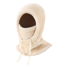 Plush Fleece Hooded Cover Winter Warm Headgear Cycling-Beige