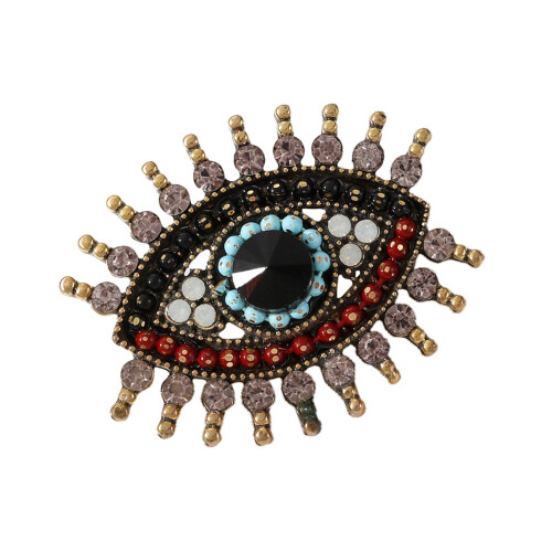 Adjustable Evil Eyes Brooch Handmade Alloy Rhinestones Gothic-D