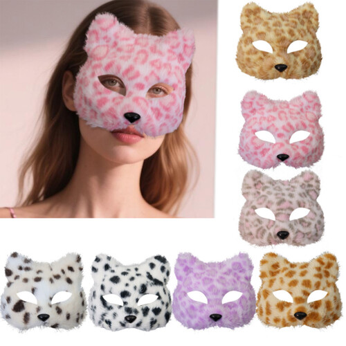 Foxes Wolf Mask Plush Cats Half Face Mask Eyemask Foxes-Blue 2