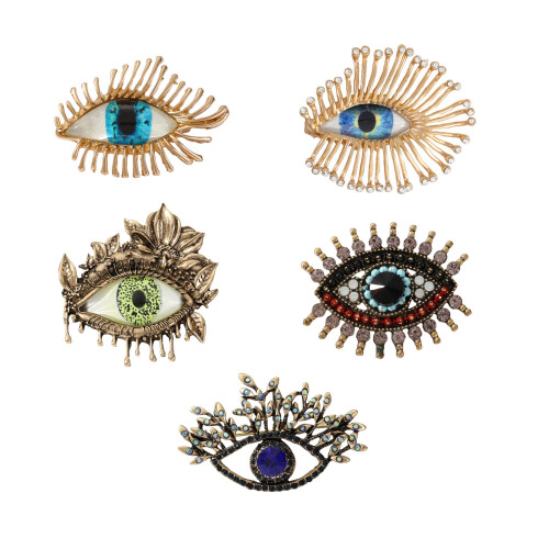 Adjustable Evil Eyes Brooch Handmade Alloy Rhinestones Gothic-D 1