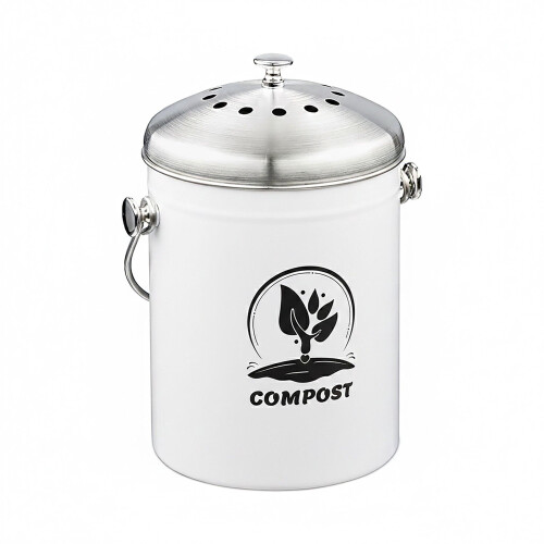 Compostbak van roestvrij staal (5 liter) met filter. 1