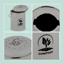 Compostbak met geurfilter, 5,5 liter, ijzeren keuken