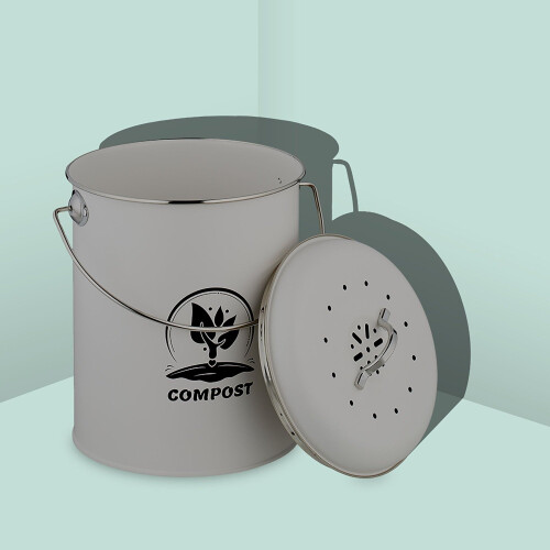 Kompostbehälter mit Geruchsfilter, 5,5 l, aus Eisen, für die Küche 2