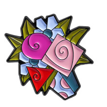 Geometrische dierenbroche met bloemenelementen-QHXZ5108