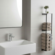 Handdoekrek met plank voor wandmontage, metaal