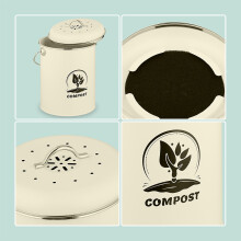 Compostbak met geurfilter, 5,5 liter, ijzeren keukenafvalbak