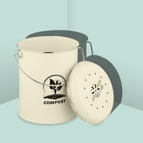 Kompostbehälter mit Geruchsfilter, 5,5 l, für Küchenabfälle aus Eisen 2