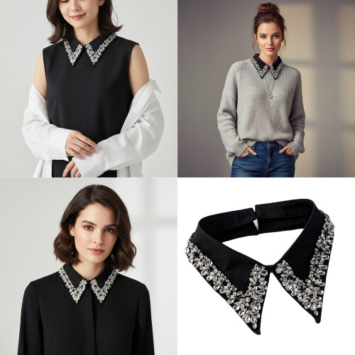 Adjustable False Collar Jewelry For Blouses And Jackets-Black 2