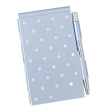 Metal Memo Pad With Built In Twist Action Ballpoint Pen-Blue