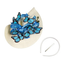 Comfortable Butterfly Top Hat for Women Ceremonies Parties-Blue