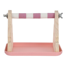 Durable Wooden Parrot Perch with Tray, Bird Cage Play and Feeding