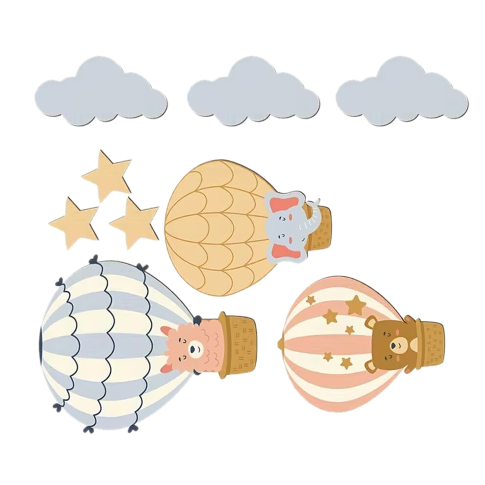 9Pcs Premium Wood Hot Air Balloon Hanging Ornaments For Nursery Decor Villcase