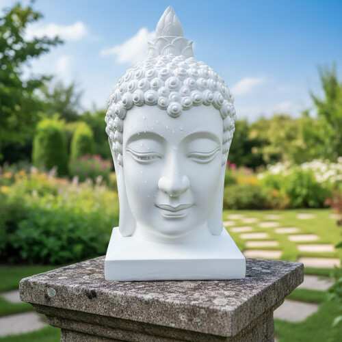 Boeddha-hoofdsculptuur, 60 cm, weerbestendig polyhars 2