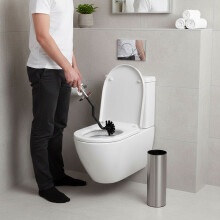 Toiletborstel met smalle houder voor het reinigen van de toiletrand