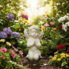 Biddende engelenbeeld voor begraafplaats of tuin