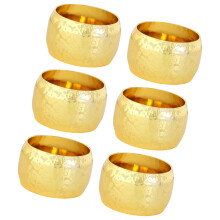 Geprägte florale Metallserviettenringe im 6er-Set für-Gold