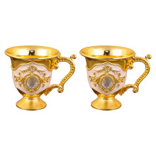 2 Stück Retro-Zinklegierungen Whisky-Schnapsbecher für-Goldweiß