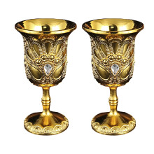 Retro Chalices Goblet,Metal Wine Cups European Style-Gold